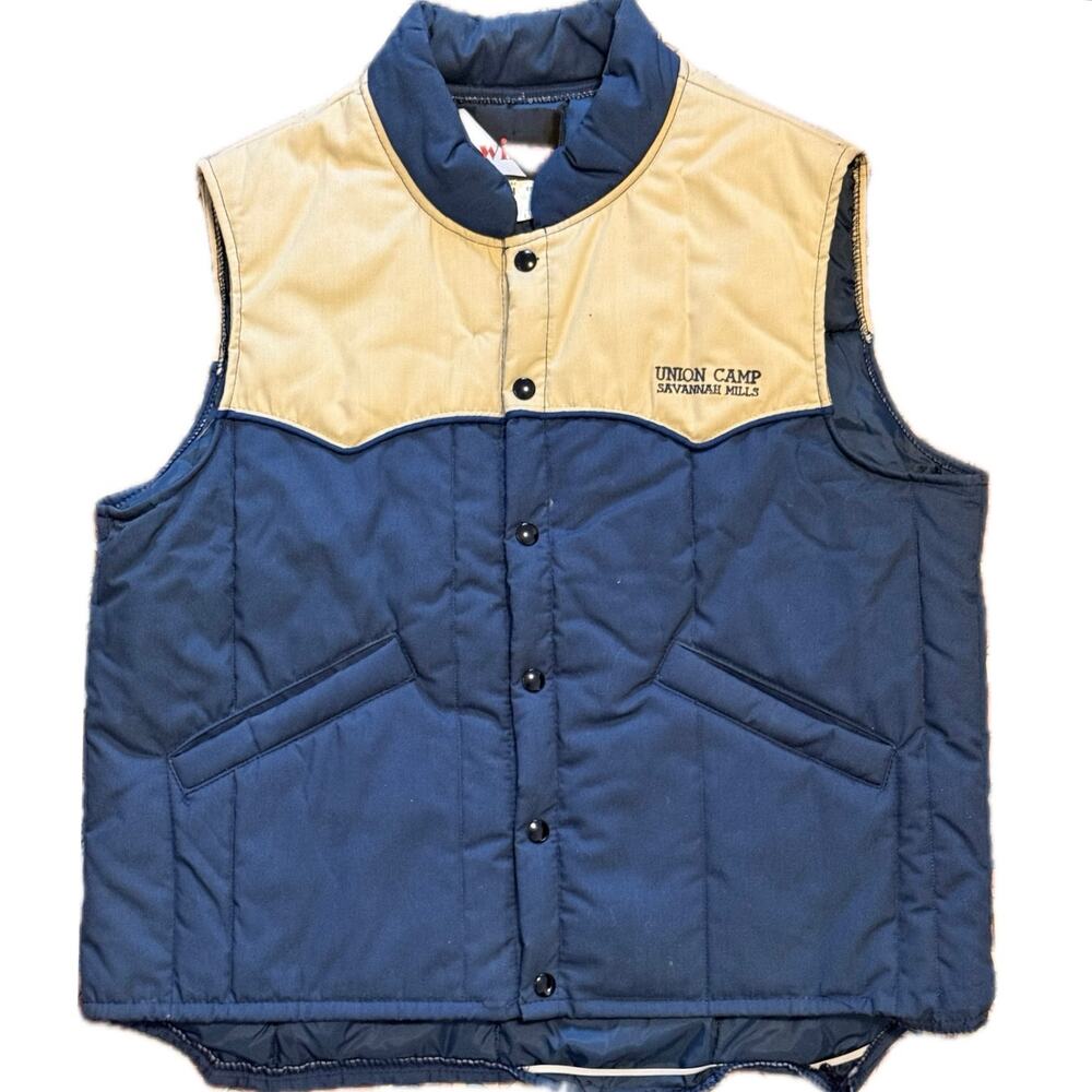 Vintage 1970s Wiman Union Camp Savannah Mills Puffer Vest ACTWU USA Made Large
